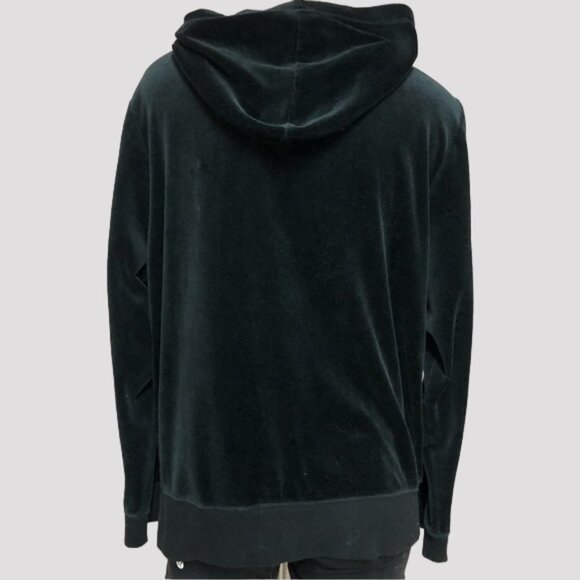 Calvin Klein Black Velour Full Zip Hooded Jacket With Silver Rhinestones - Picture 2 of 13